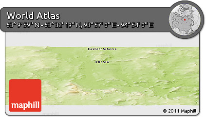 Physical Panoramic Map of the Area around 63° 21' 9" N, 94° 25' 30" E