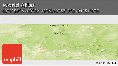 Physical Panoramic Map of the Area around 63° 21' 9" N, 94° 25' 30" E