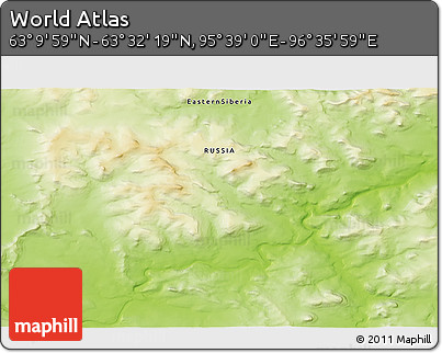 Physical 3D Map of the Area around 63° 21' 9" N, 96° 7' 30" E