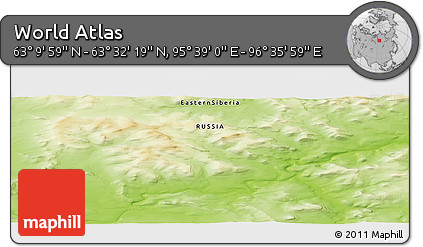 Physical Panoramic Map of the Area around 63° 21' 9" N, 96° 7' 30" E