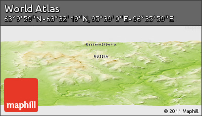 Physical Panoramic Map of the Area around 63° 21' 9" N, 96° 7' 30" E