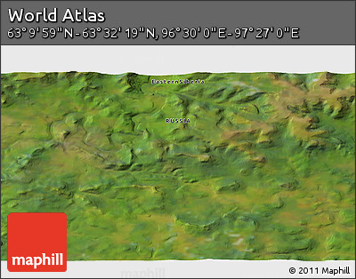 Satellite 3D Map of the Area around 63° 21' 9" N, 96° 58' 29" E