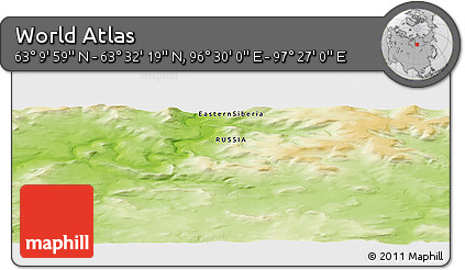 Physical Panoramic Map of the Area around 63° 21' 9" N, 96° 58' 29" E