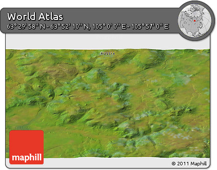 Satellite 3D Map of the Area around 63° 41' 4" N, 105° 28' 29" E