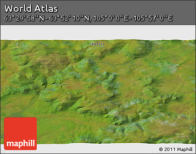 Satellite 3D Map of the Area around 63° 41' 4" N, 105° 28' 29" E