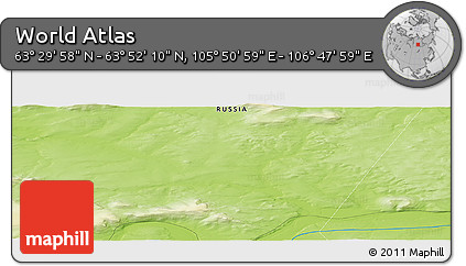 Physical Panoramic Map of the Area around 63° 41' 4" N, 106° 19' 29" E