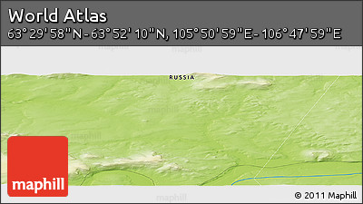 Physical Panoramic Map of the Area around 63° 41' 4" N, 106° 19' 29" E