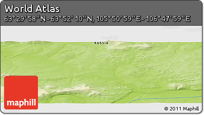 Physical Panoramic Map of the Area around 63° 41' 4" N, 106° 19' 29" E