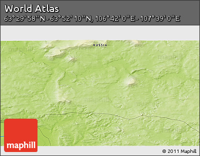 Physical 3D Map of the Area around 63° 41' 4" N, 107° 10' 30" E