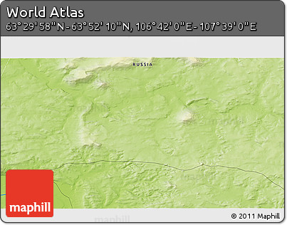 Physical 3D Map of the Area around 63° 41' 4" N, 107° 10' 30" E