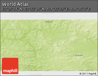 Physical 3D Map of the Area around 63° 41' 4" N, 108° 1' 30" E