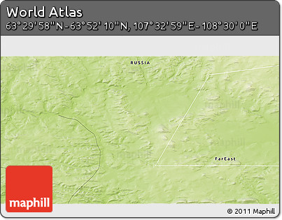 Physical 3D Map of the Area around 63° 41' 4" N, 108° 1' 30" E