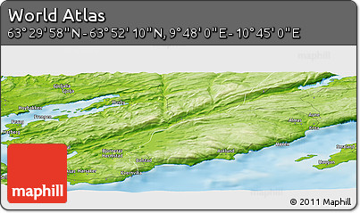 Physical Panoramic Map of the Area around 63° 41' 4" N, 10° 16' 30" E