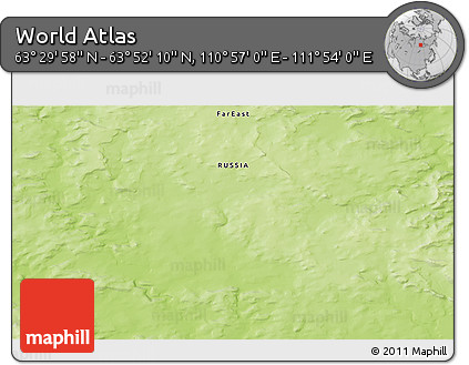 Physical 3D Map of the Area around 63° 41' 4" N, 111° 25' 30" E