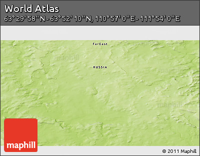 Physical 3D Map of the Area around 63° 41' 4" N, 111° 25' 30" E