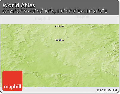 Physical 3D Map of the Area around 63° 41' 4" N, 111° 25' 30" E