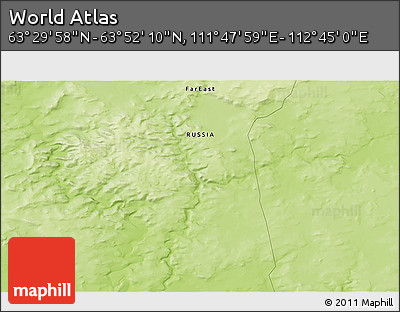 Physical 3D Map of the Area around 63° 41' 4" N, 112° 16' 30" E