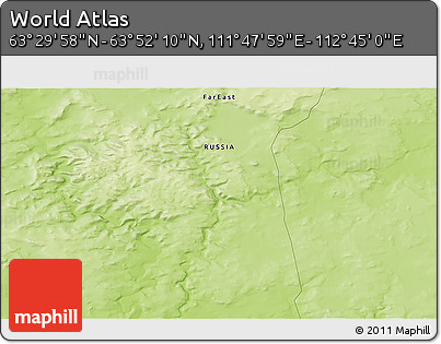 Physical 3D Map of the Area around 63° 41' 4" N, 112° 16' 30" E