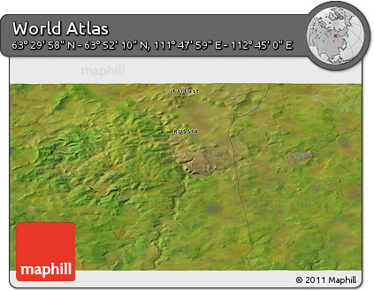 Satellite 3D Map of the Area around 63° 41' 4" N, 112° 16' 30" E
