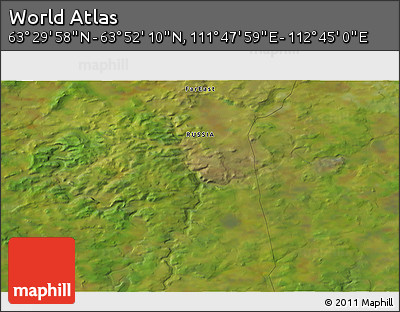 Satellite 3D Map of the Area around 63° 41' 4" N, 112° 16' 30" E