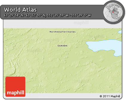 Physical 3D Map of the Area around 63° 41' 4" N, 112° 7' 30" W