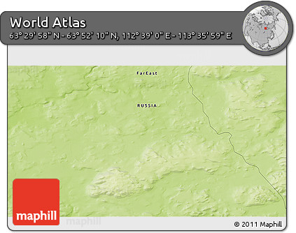 Physical 3D Map of the Area around 63° 41' 4" N, 113° 7' 30" E