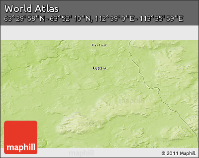 Physical 3D Map of the Area around 63° 41' 4" N, 113° 7' 30" E