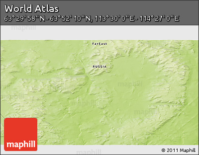 Physical 3D Map of the Area around 63° 41' 4" N, 113° 58' 29" E