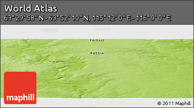 Physical Panoramic Map of the Area around 63° 41' 4" N, 115° 40' 30" E