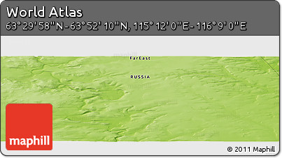 Physical Panoramic Map of the Area around 63° 41' 4" N, 115° 40' 30" E