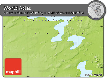 Physical Map of the Area around 63° 41' 4" N, 117° 13' 29" W