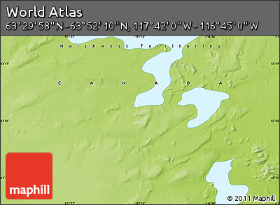 Physical Map of the Area around 63° 41' 4" N, 117° 13' 29" W