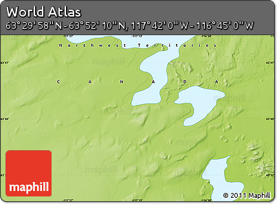 Physical Map of the Area around 63° 41' 4" N, 117° 13' 29" W