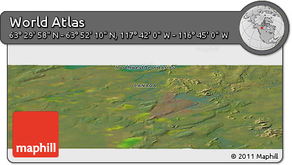 Satellite Panoramic Map of the Area around 63° 41' 4" N, 117° 13' 29" W