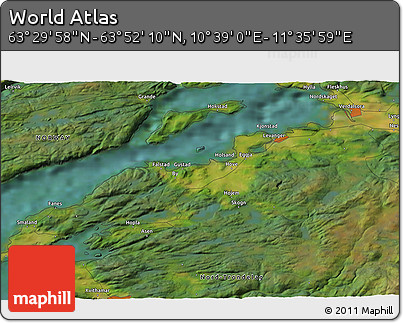 Satellite 3D Map of the Area around 63° 41' 4" N, 11° 7' 30" E
