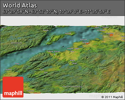 Satellite 3D Map of the Area around 63° 41' 4" N, 11° 7' 30" E