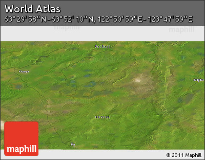 Satellite 3D Map of the Area around 63° 41' 4" N, 123° 19' 29" E