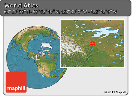 Satellite Location Map of the Area around 63° 41' 4" N, 123° 10' 30" W