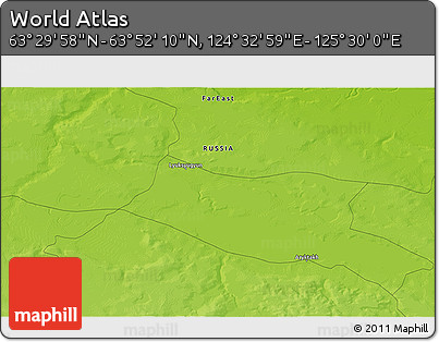 Physical 3D Map of the Area around 63° 41' 4" N, 125° 1' 30" E