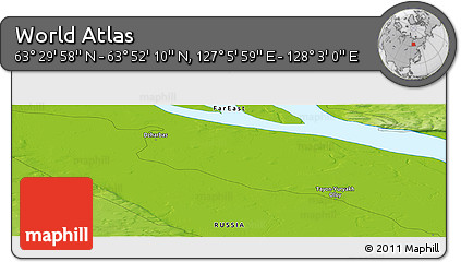 Physical Panoramic Map of the Area around 63° 41' 4" N, 127° 34' 30" E