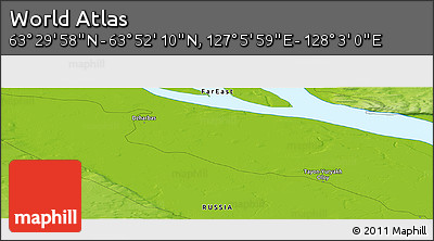 Physical Panoramic Map of the Area around 63° 41' 4" N, 127° 34' 30" E