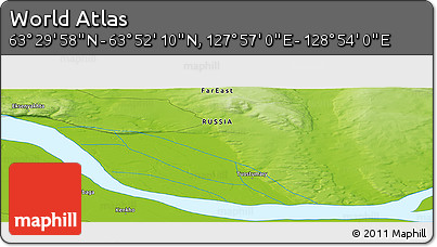 Physical Panoramic Map of the Area around 63° 41' 4" N, 128° 25' 30" E