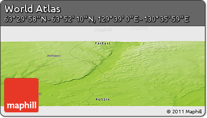 Physical Panoramic Map of the Area around 63° 41' 4" N, 130° 7' 30" E