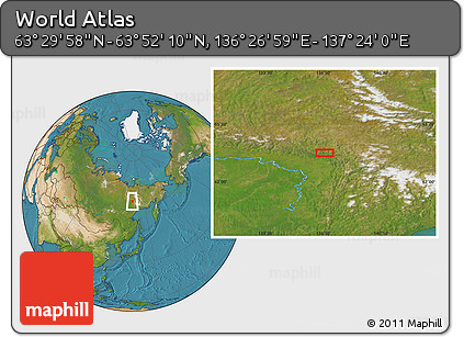 Satellite Location Map of the Area around 63° 41' 4" N, 136° 55' 30" E