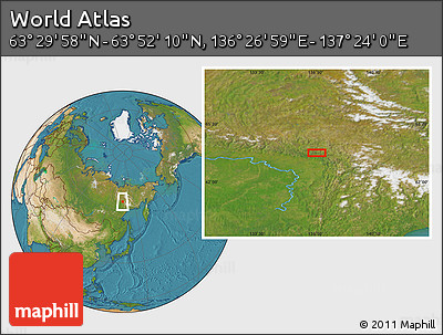 Satellite Location Map of the Area around 63° 41' 4" N, 136° 55' 30" E