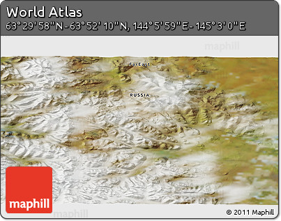 Satellite 3D Map of the Area around 63° 41' 4" N, 144° 34' 29" E