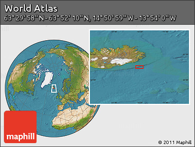 Satellite Location Map of the Area around 63° 41' 4" N, 14° 22' 30" W