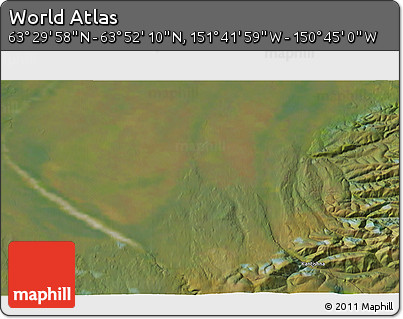 Satellite 3D Map of the Area around 63° 41' 4" N, 151° 13' 29" W