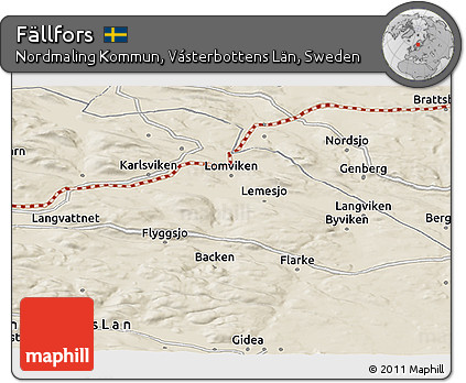 Shaded Relief Panoramic Map of Fällfors