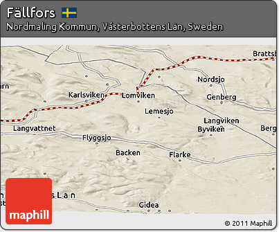 Shaded Relief Panoramic Map of Fällfors